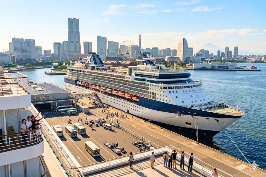Celebrity cruise ship in Japan