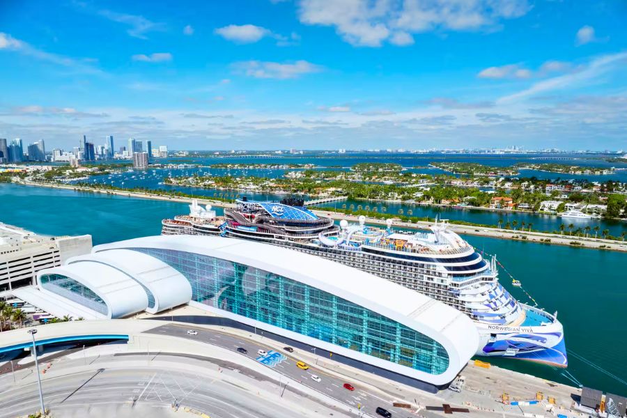 Cruise ship at port terminal