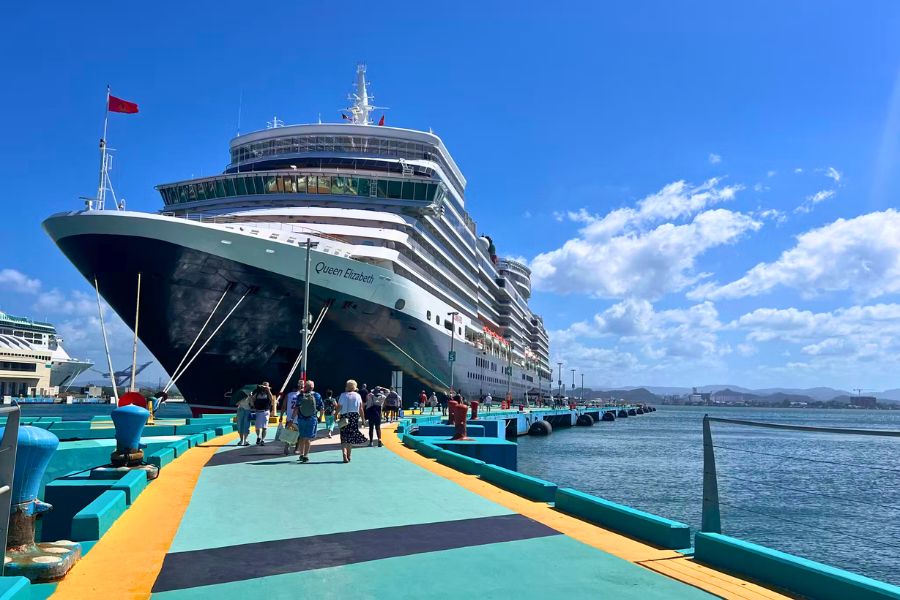 Cruise ship gangway at port
