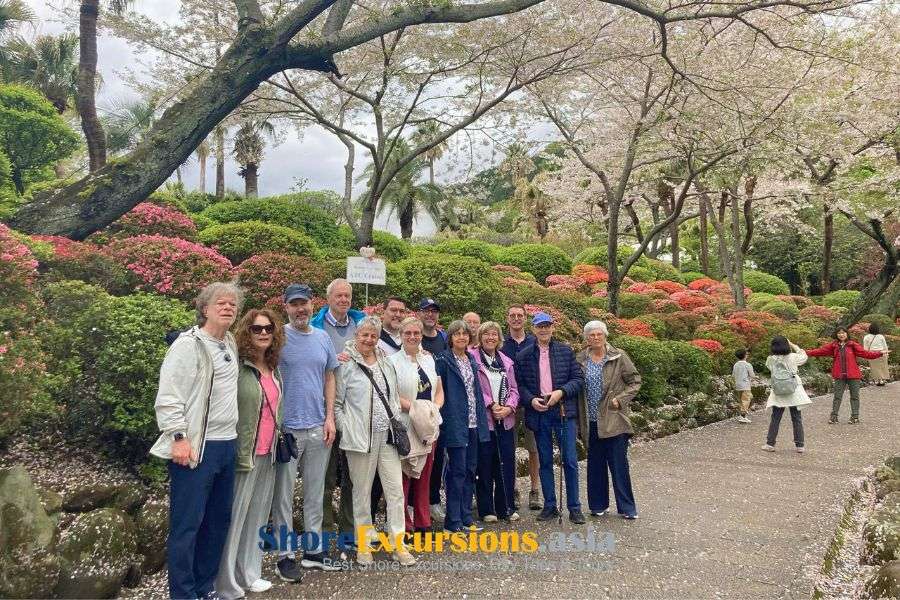 Guests in a Japanese garden