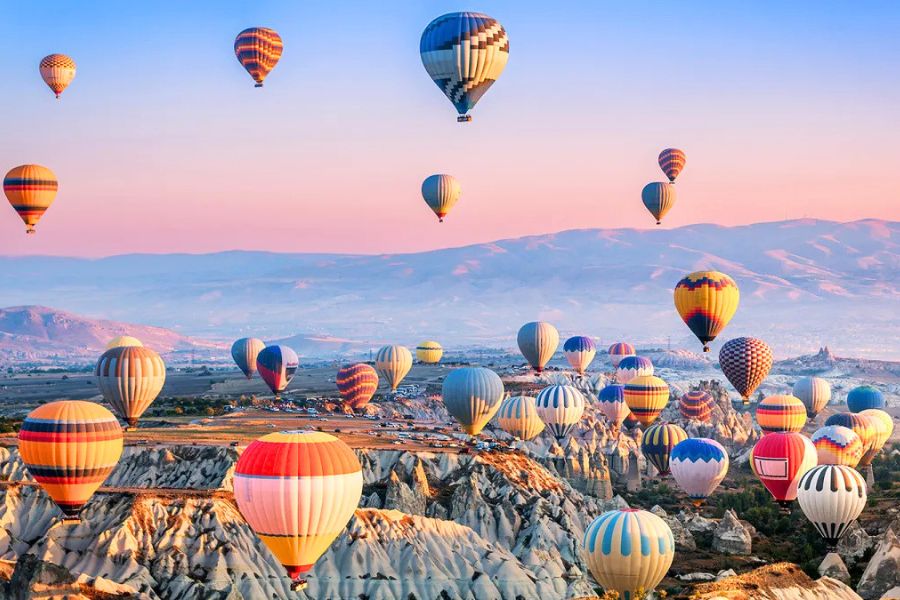 Hot-air balloons over Cappadocia
