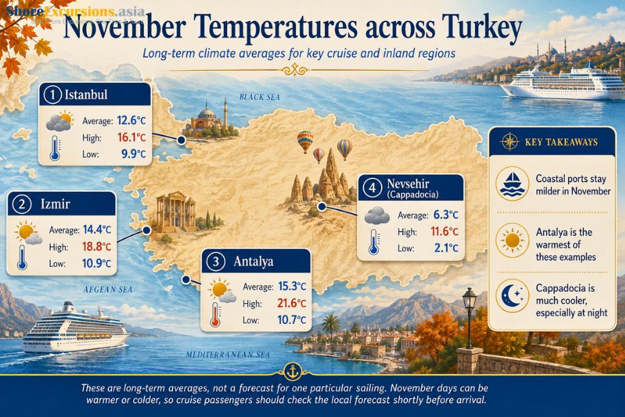 November temperatures across Turkey