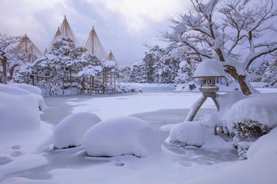 Kenrokuen Garden in winter