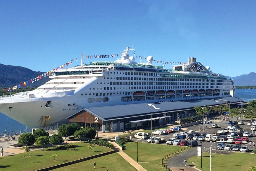 Cruise ship docks in Cairns